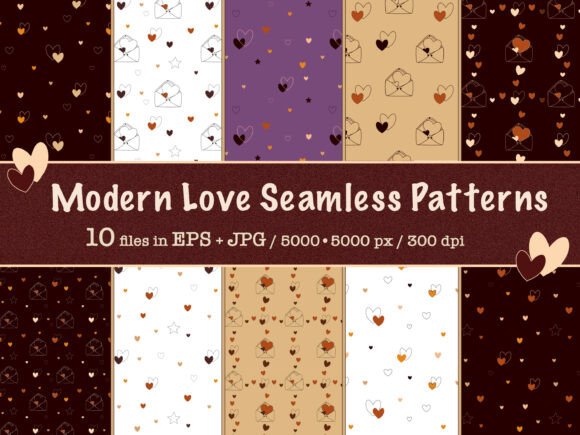 10 Modern Love Seamless Patterns EPS JPG: A Versatile Design Resource