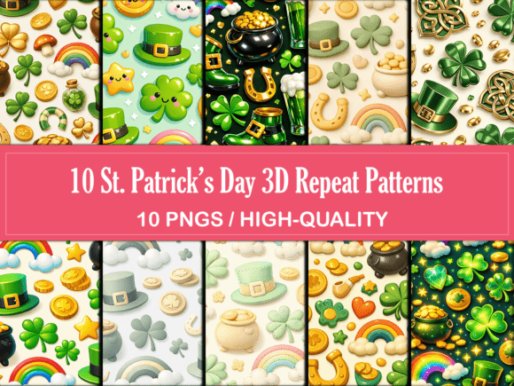 10 St. Patrick’s Day 3D Repeat Patterns: A Versatile Design Resource