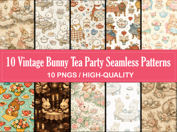 10 Vintage Bunny Tea Party Patterns