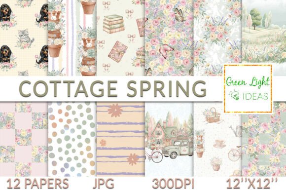 Cottage Spring Seamless Patterns