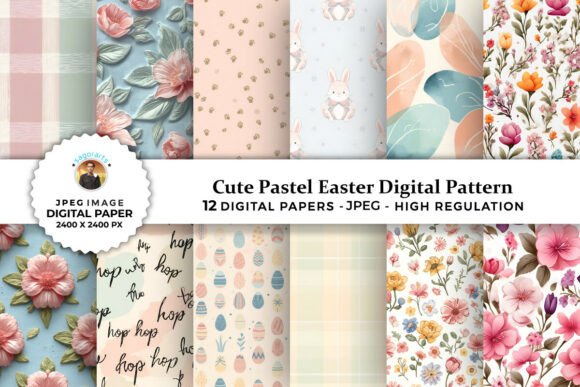 Cute Pastel Easter Digital Patterns for Creative Projects