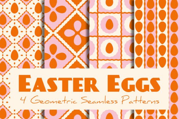 Easter Eggs Geometric Seamless Patterns