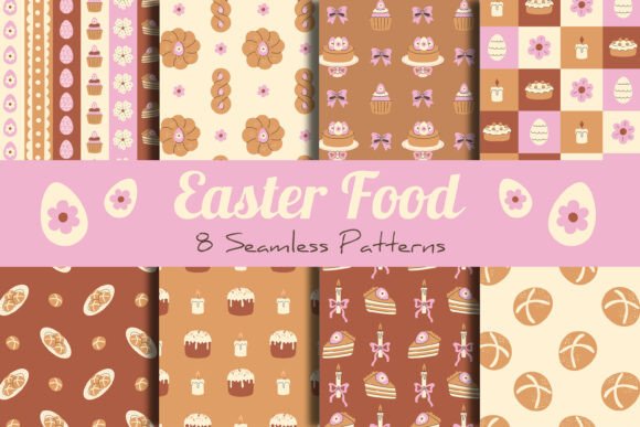 Easter Food Seamless Patterns Papers