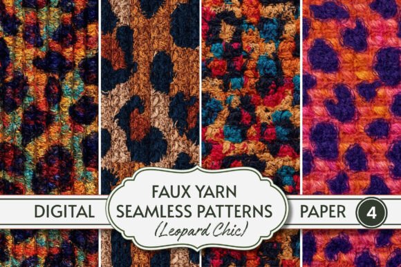 Faux Yarn Leopard Seamless Patterns PNG: Add Bold Texture and Wild Style to Your Designs