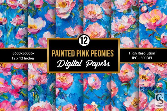 Impasto Paint Pink Peonies Patterns: A Versatile Digital Resource for Creative Projects