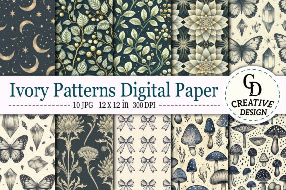 Ivory Patterns Digital Paper