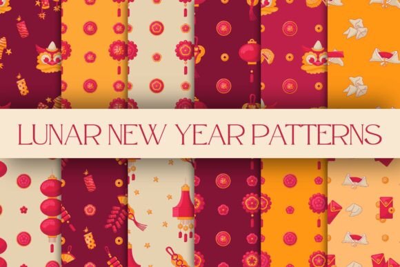Lucky Symbols Lunar New Year Patterns
