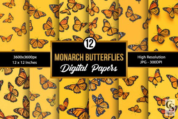 Monarch Butterfly Seamless Patterns for Creative Projects