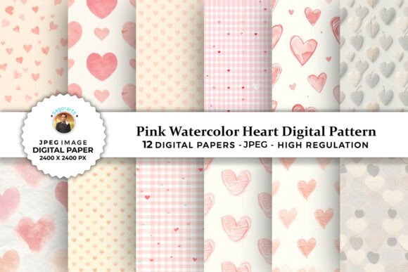 Pink Watercolor Heart Digital Patterns: A Creative Resource for Craft Enthusiasts