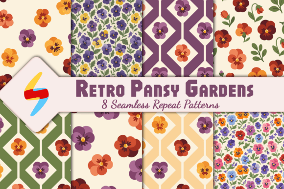 Retro Pansy Garden Patterns: A Versatile Design Resource for Vintage-Inspired Projects