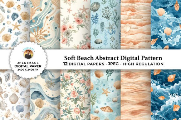 Soft Beach Abstract Digital Patterns for Creative Projects