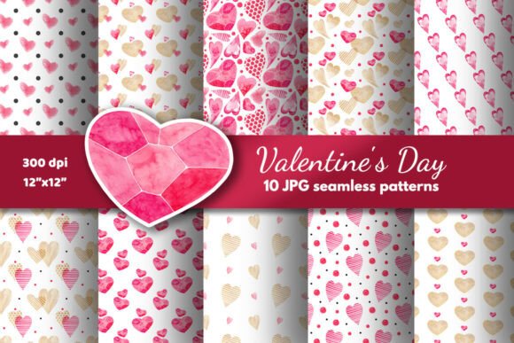 Valentines Day Seamless Patterns Hearts