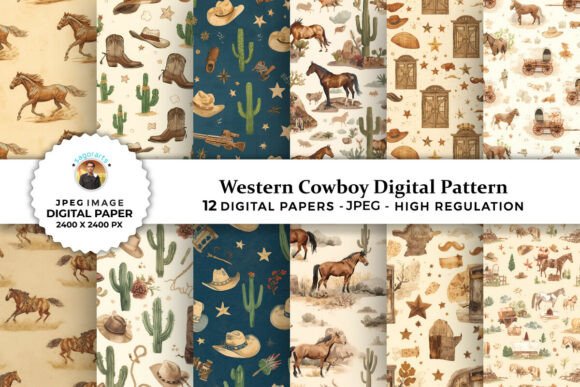 Western Cowboy Digital Patterns for Creative Projects